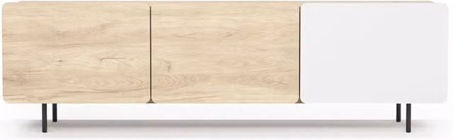 Mobile TV 3 ante Herdasa effetto rovere e bianco gambe grafite 54x180x44