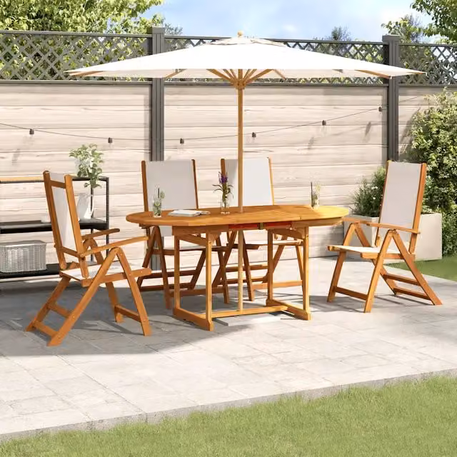 Set Pranzo da Giardino 5pz Legno Massello di Acacia e Textilene 3279294