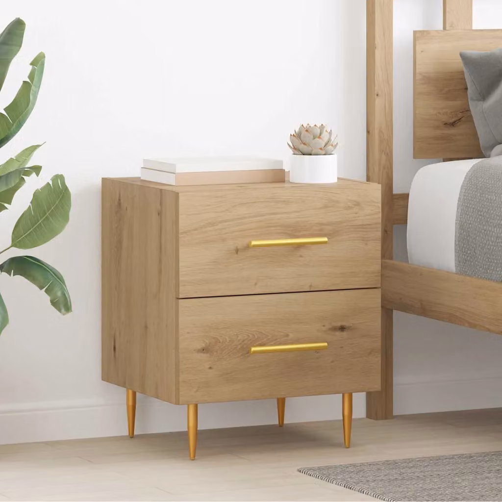 Set di 2 Armadi da Notte vidaXL in Stile Mid-Century, Colore Marrone, L 40 cm x P 35 cm x H 47,5 cm