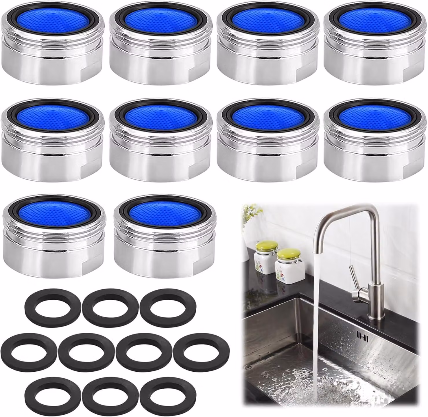 Aeratore per rubinetto esterno, tubo flessibile per rubinetto, filtro aeratore, ugello a spruzzo, aeratore per lavello da cucina, inserto adatto alla maggior parte dei rubinetti