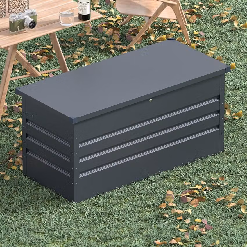 Contenitore in acciaio per esterni Baule da giardino 132x61x62cm Chamonix