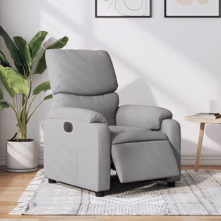 vidaXL Poltrona Elettrica Reclinabile in Tessuto Grigio con Braccioli e Funzione Relax