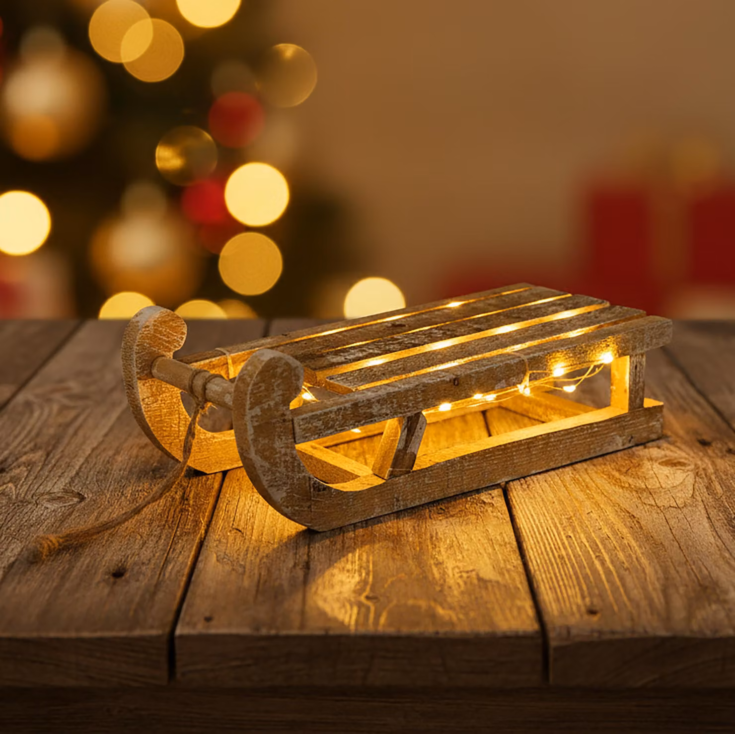 1.10 slitte decorative in legno a LED 30 x 14,5 x 10,5 cm - con batteria / timer