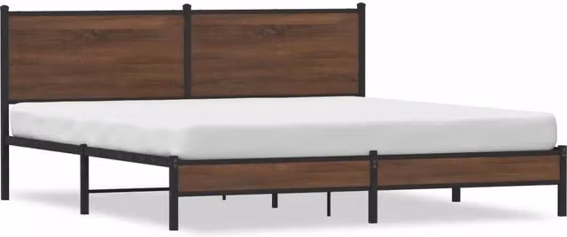 Letto matrimoniale in metallo e legno color rovere marrone L 160 x P 200 cm