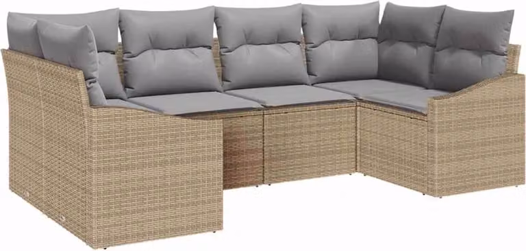 Set di divani con cuscino 6 pcs Beige polyrattan