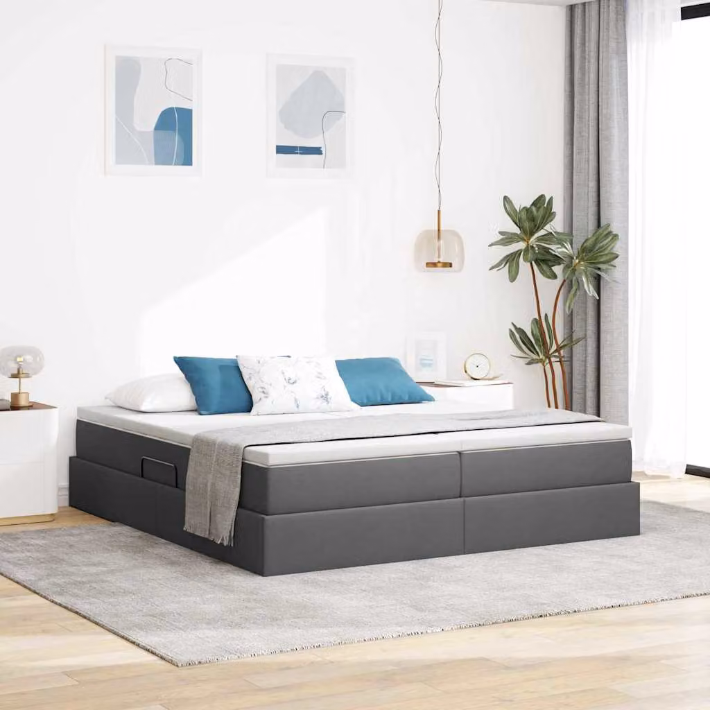 Letto con contenitore e materasso vidaXL Grigio scuro L/P/H: 200 x 200 x 280 cm – 1