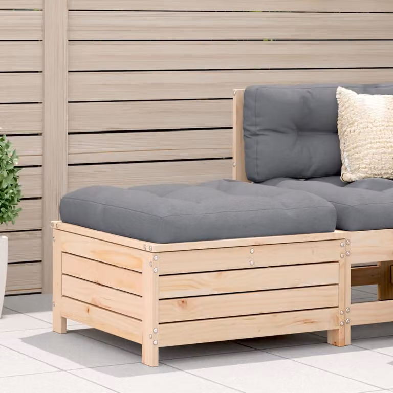 vidaXL Poggiapiedi da Giardino in Legno di Pino con Cuscini, Stile Rustico, Disponibile in Antracite, Marrone o Grigio