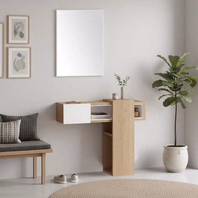 Mobile ingresso Efes con specchio colore rovere bianco – 1