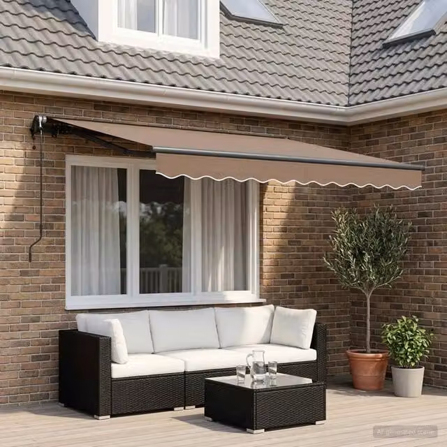 Tenda retrattile Tortora 450 × 350 cm Tessuto e Alluminio 3426287