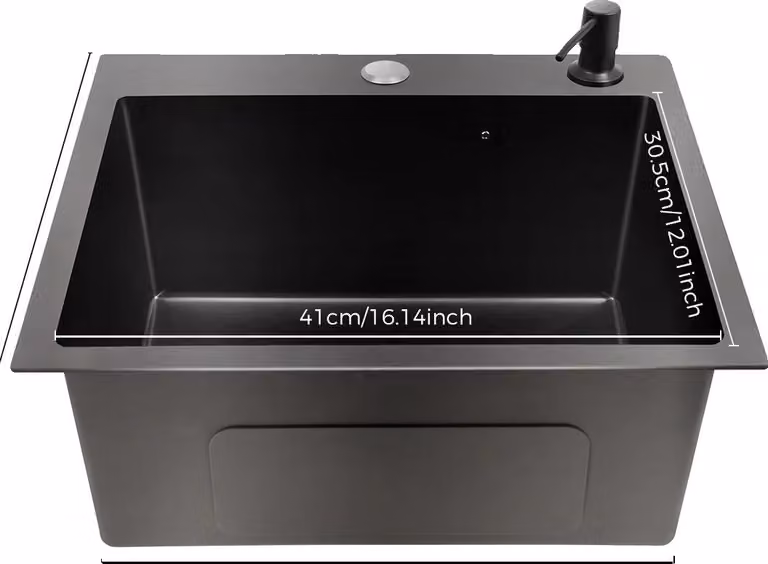 Lavello da cucina, in acciaio inox, con più metodi di installazione, nero