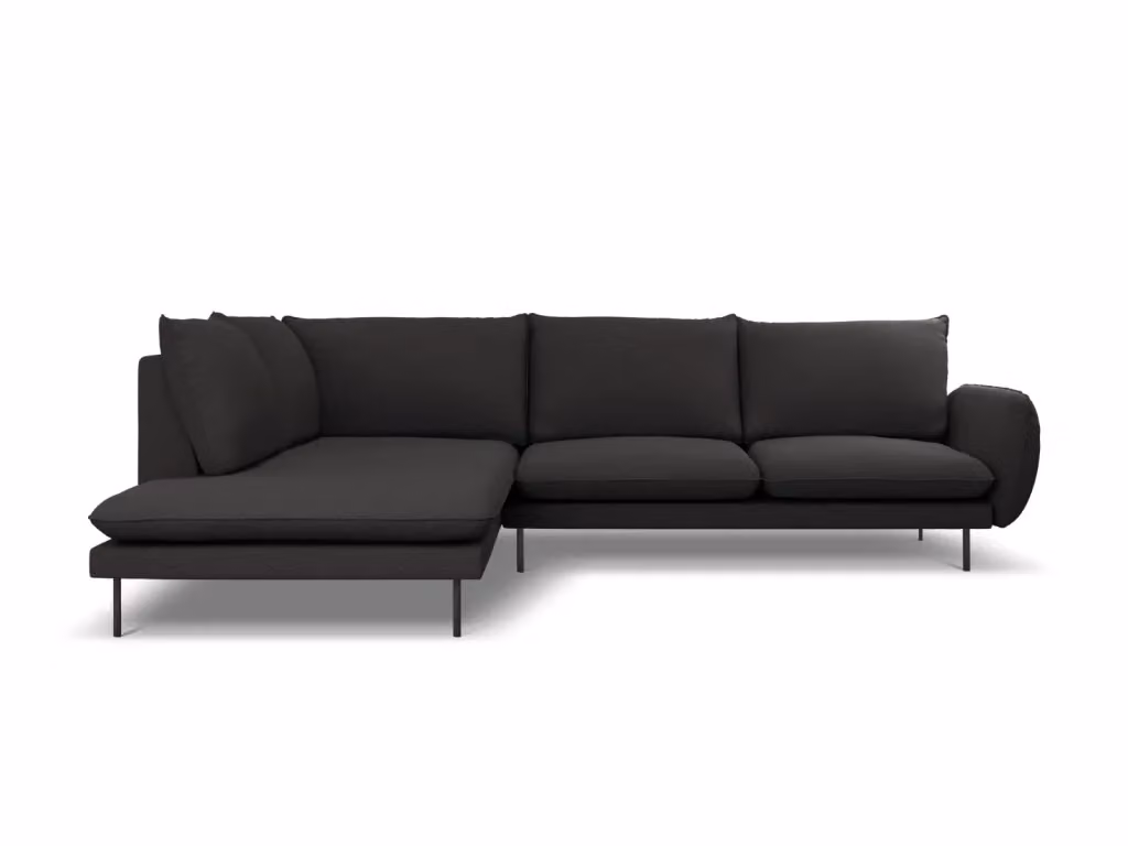 Divano angolare sinistro Vienna di Cosmopolitan Design in bouclé nero da 6 posti – 2