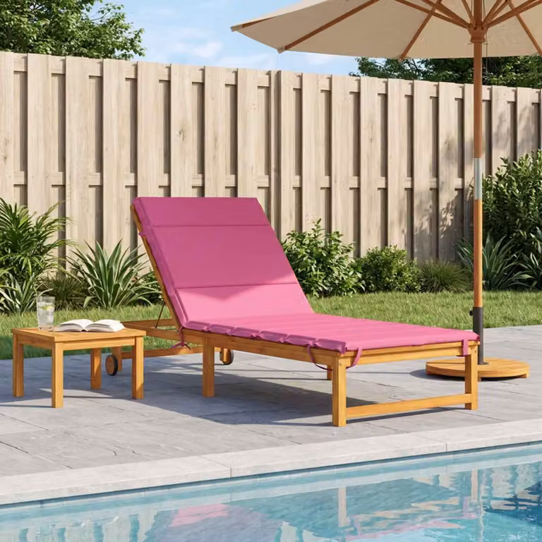 vidaXL Cuscino per Lettino GEMERT Rosa in Poliestere con Rivestimento Rimovibile e Resistente ai Raggi UV L: 200 cm, P: 70 cm, H: 3 cm