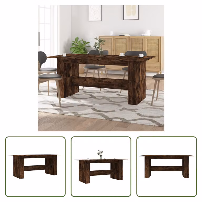 The Living Store tavolo da pranzo in rovere fumé 180x90x76 cm materiale in legno