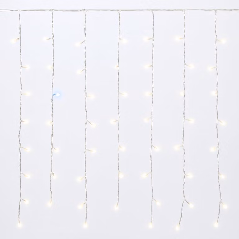 Tenda luminosa con 200 LED, 2 metri di lunghezza, colore giallo, grado di protezione IP65, espandibile, effetto lampeggiante