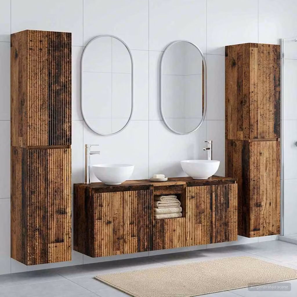 Set di mobili per il bagno vidaXL in legno marrone, 5 pezzi, L/P/H: 33 x 34,5 x 160 cm