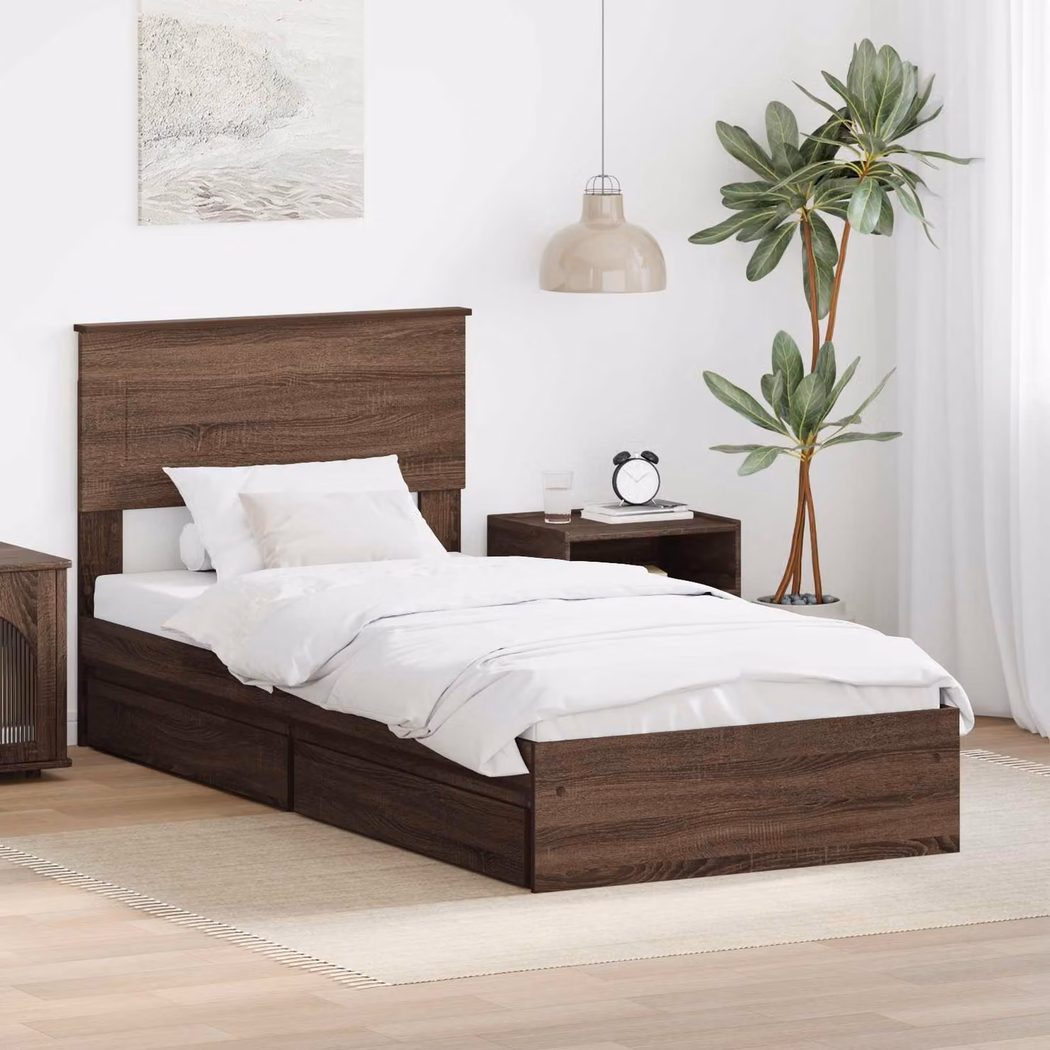 Letto con contenitore e cassetto vidaXL in legno Rovere Marrone L 190 x P 75 x H 90 cm – 1