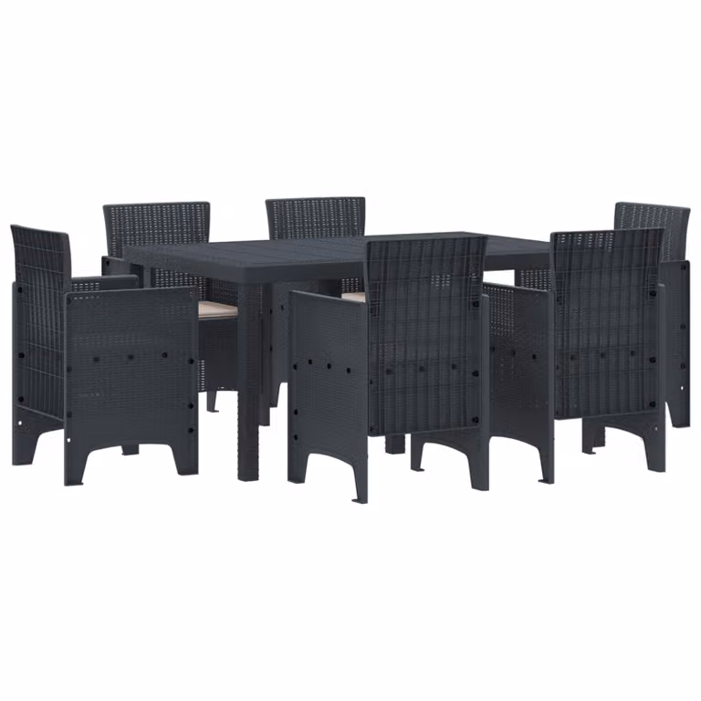 Set da pranzo per giardino e terrazza vidaXL in 7 pezzi in rattan antracite