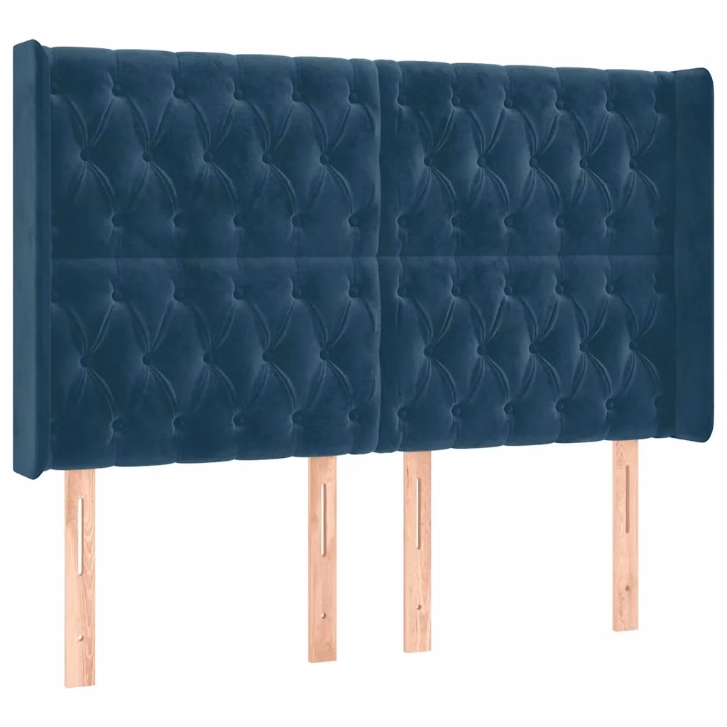 Testiera ad orecchio vidaXL in velluto blu, L: 163 cm, P: 16 cm, H: 118-128 cm – 2