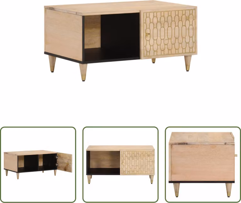 The Living Store tavolino 80x50x40 cm in legno massiccio di mango
