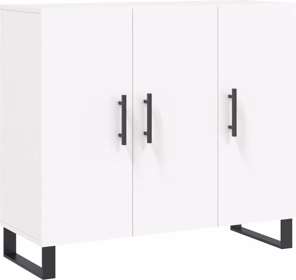 Credenza Bianca 90x34x80 cm in Legno Multistrato
