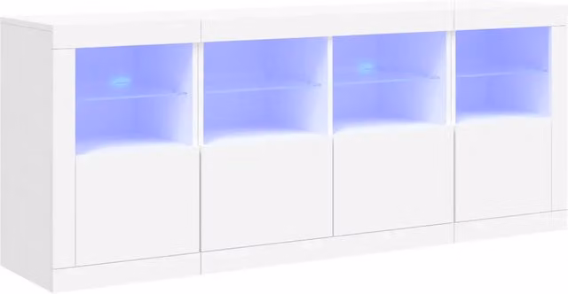 Credenza | Madia | Buffet da pranzo | Armadio da pranzo con Luci LED Bianca 163x37x67 cm