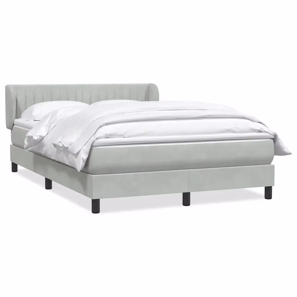 Letto a molle con materasso ibrido vidaXL in velluto grigio e bianco L: 163 cm, P: 213 cm – 2