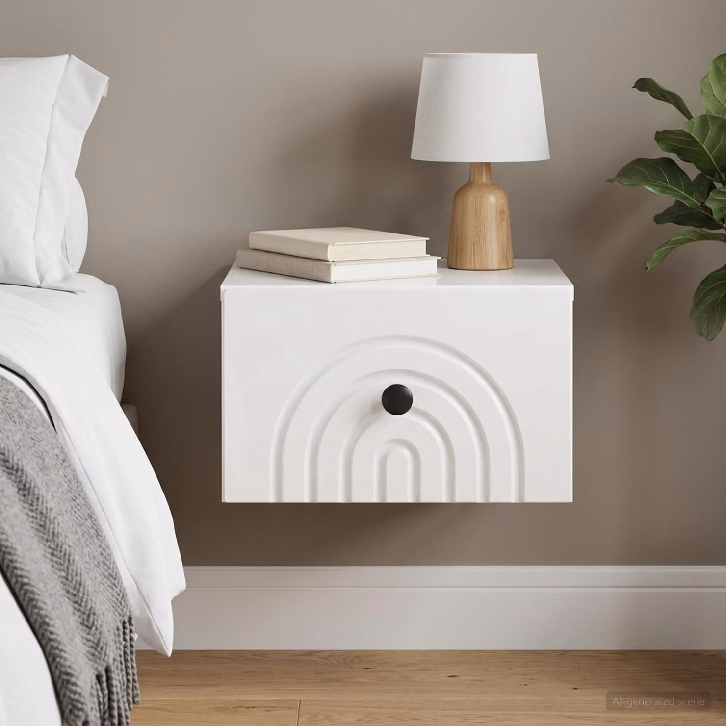 vidaXL Mobiletto da notte sospeso Bianco Lucido L: 33 cm, P: 34,5 cm, H: 20 cm