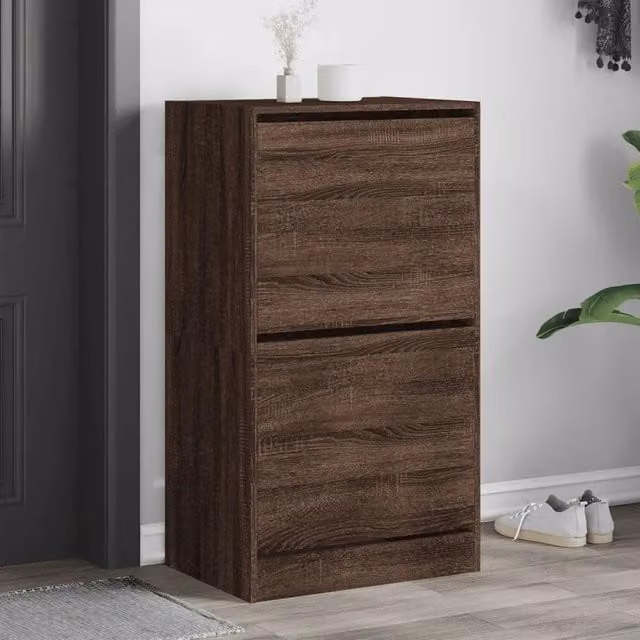 Scarpiera moderna vidaXL con scomparti ribaltabili in legno rovere marrone L: 60 cm, P: 42 cm, H: 108 cm – 1