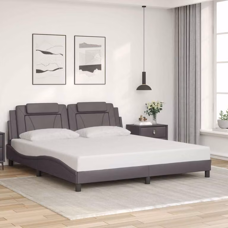 vidaXL Giroletto Viana senza Materasso in Similpelle Grigio L/P/H: 200 x 180 x 185 cm