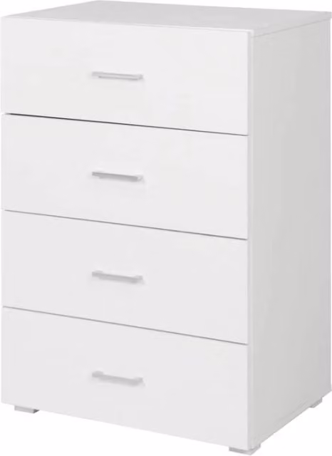 Cassettiera moderna GIORDANOSHOP in MDF bianco e argento L: 60 cm, P: 41 cm, H: 87 cm