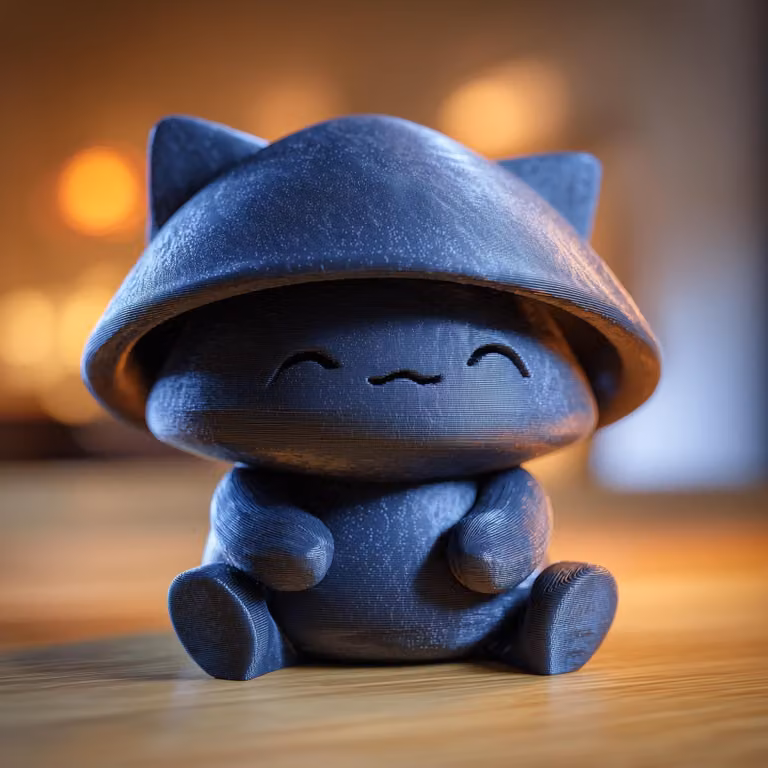 Decords - Urna crematoria 3D a forma di gatto fungo, con coperchio, 13 cm