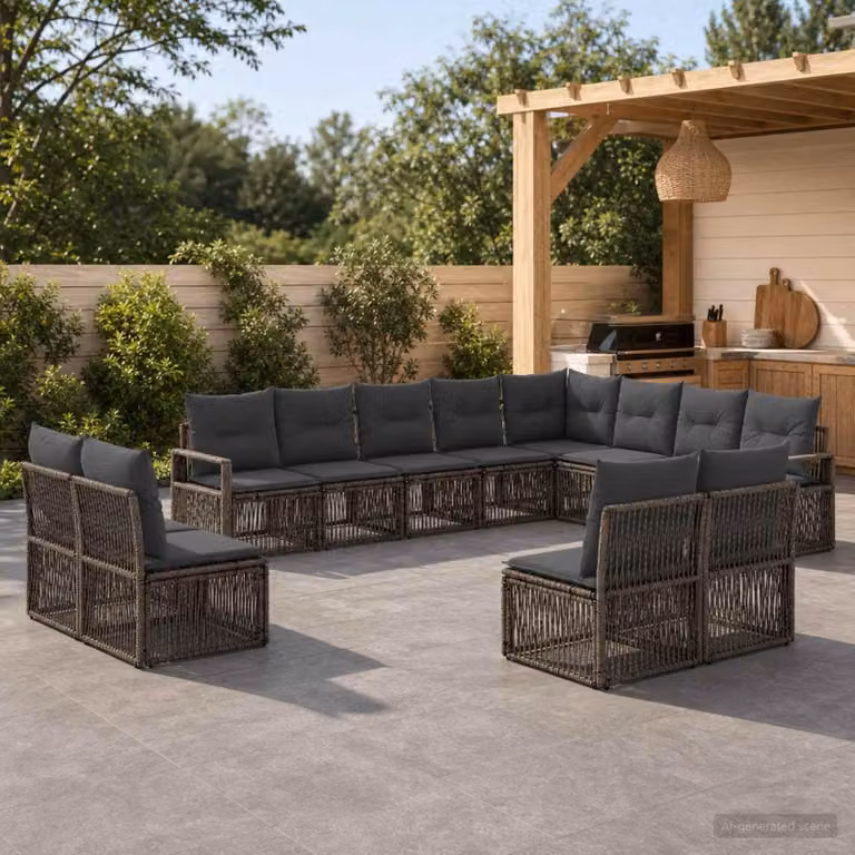 Maison Exclusive - Set di divani da giardino, 12 pezzi, grigio, in rattan sintetico