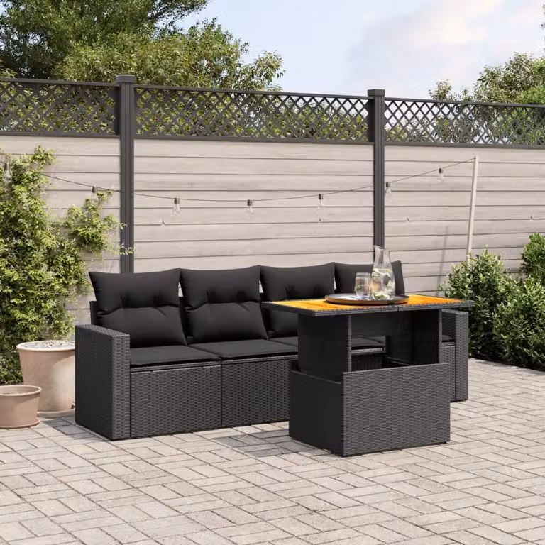 Maison Exclusive - Set Divani da Giardino 5 pz con Cuscini in Polyrattan Nero