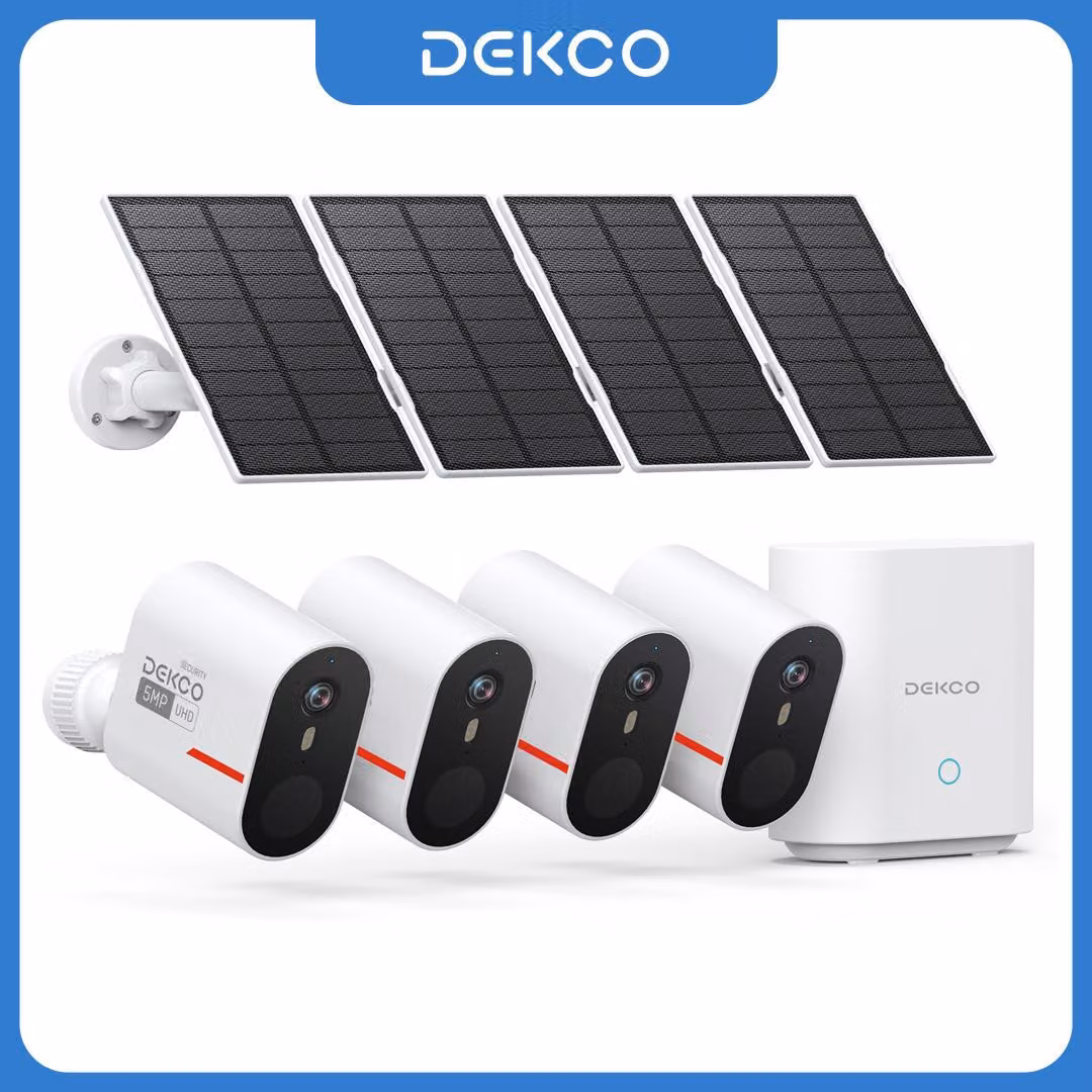 Telecamera di sicurezza wireless a energia solare - Risoluzione 5 MP - Kit con 4 telecamere - Per uso esterno