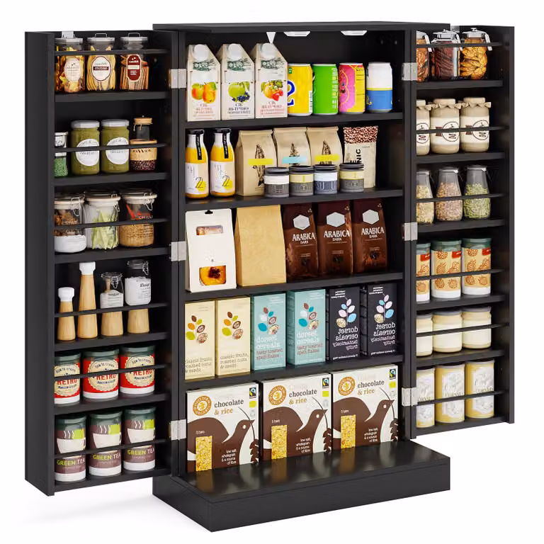COSTWAY armadio multiuso Armadio con 6 ripiani regolabili, armadio da cucina per sala da pranzo, soggiorno (nero)