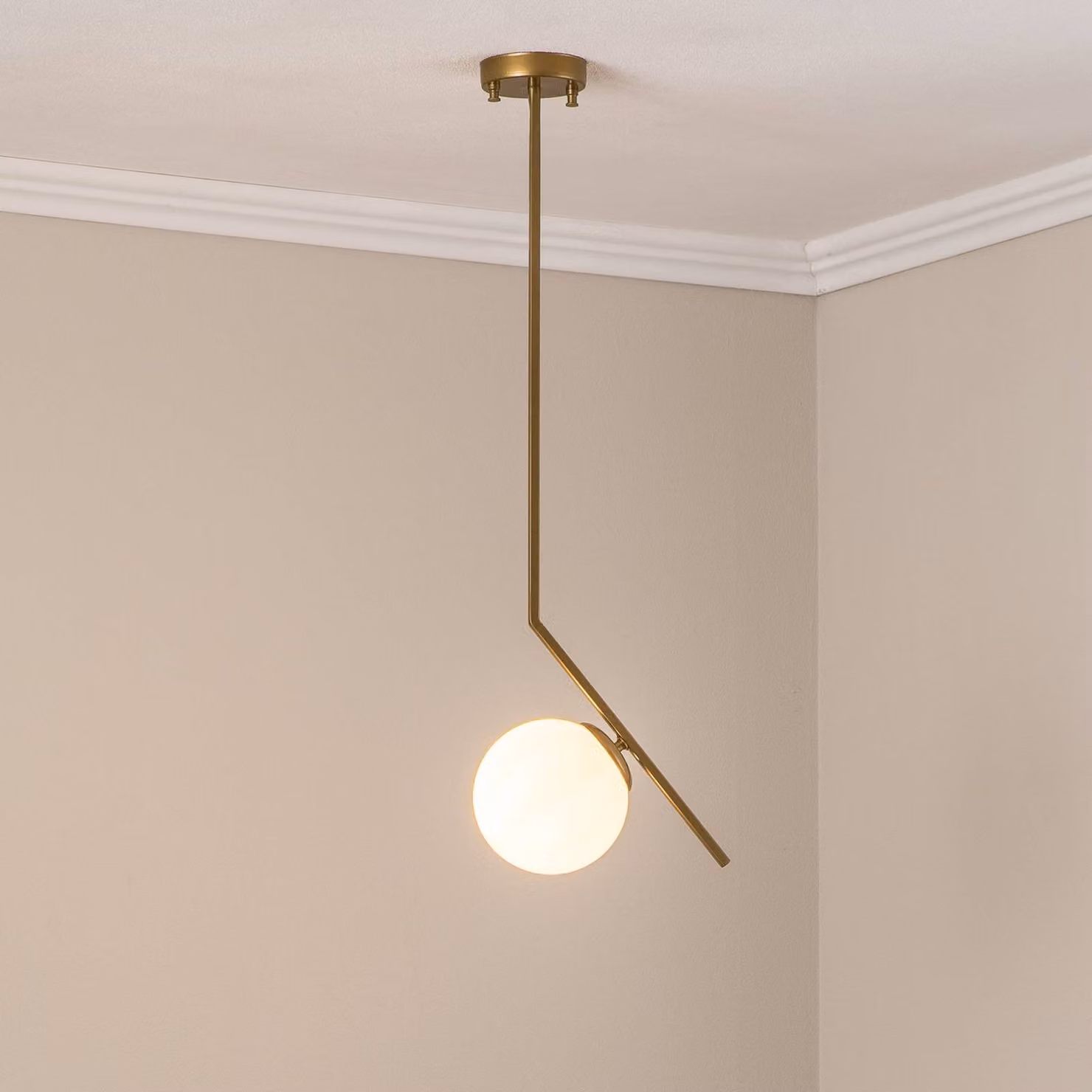 Lampada a sospensione in vetro Dolunay Opviq, dimmerabile, Ottone / Oro, Soggiorno / Sala da pranzo, Metallo, Moderno, Lampada a sospensione