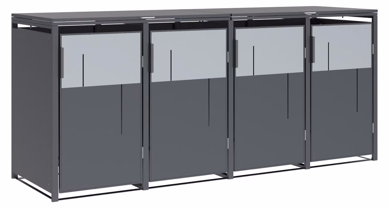 Westmann Tonus 4 Box per bidoni della spazzatura in metallo 4 pezzi 4x240 L antracite