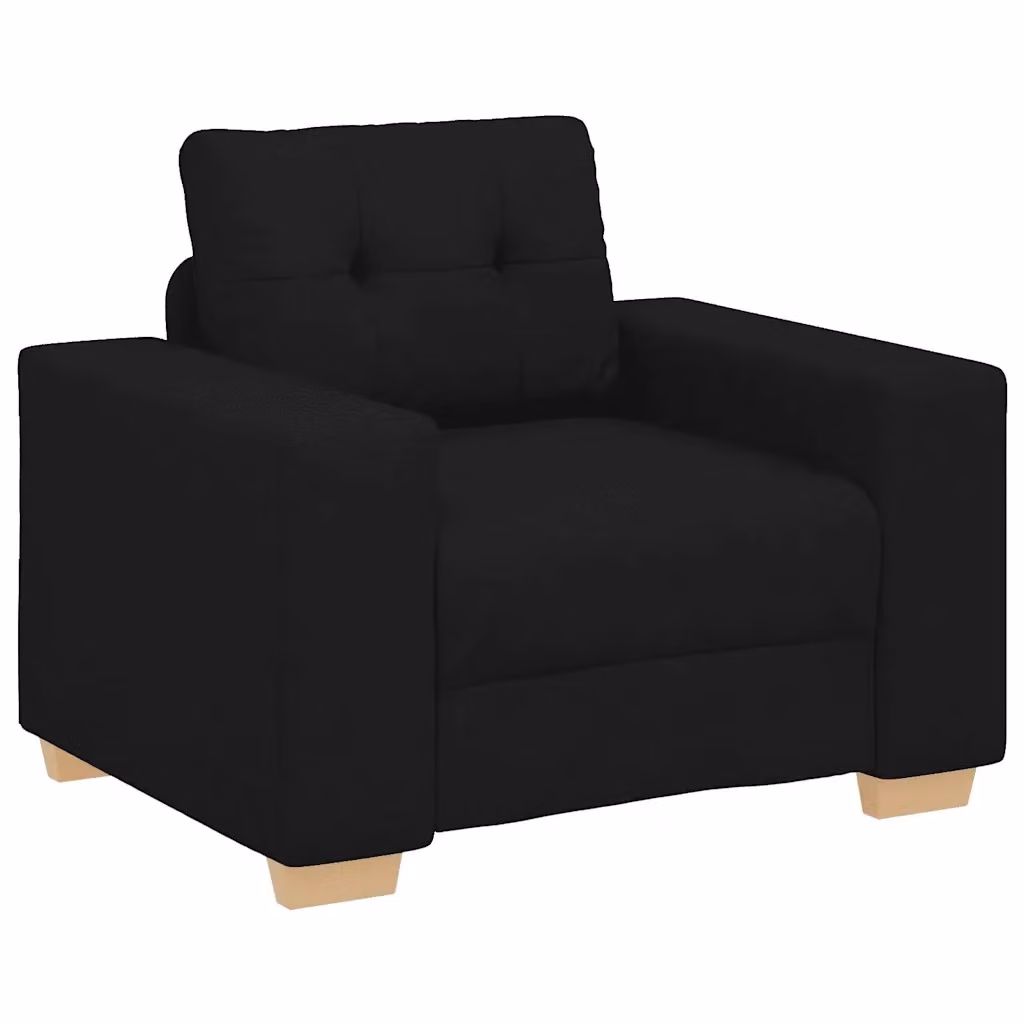 Poltrona Lounge Moderna vidaXL in Tessuto Nero con Braccioli L/P/H: 100 x 78 x 80 cm – 2