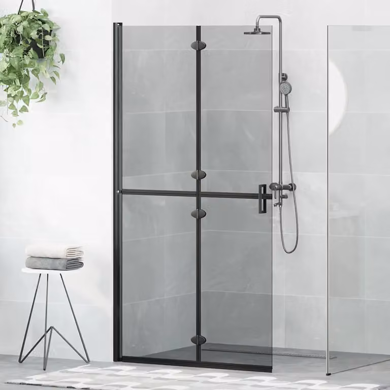 Parete doccia walk-in vidaXL in vetro rettangolare nero L: 100 cm, P: 6,5 cm, H: 190 cm