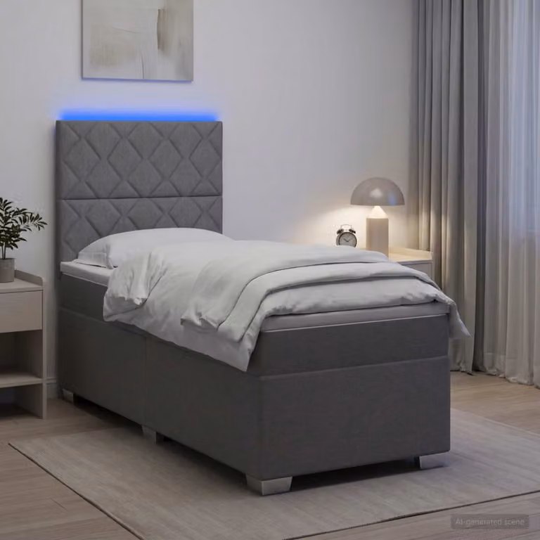 Letto box spring con materasso vidaXL Grigio Chiaro L: 80 cm, P: 200 cm
