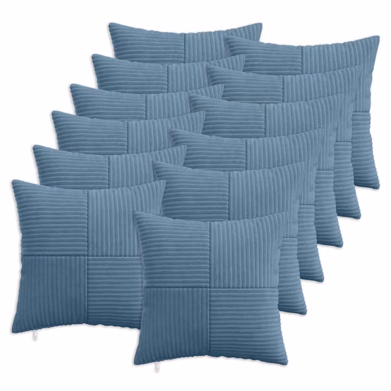 Set di 12 federe quadrate vidaXL ALMELO in velluto a coste blu, 50 x 50 cm