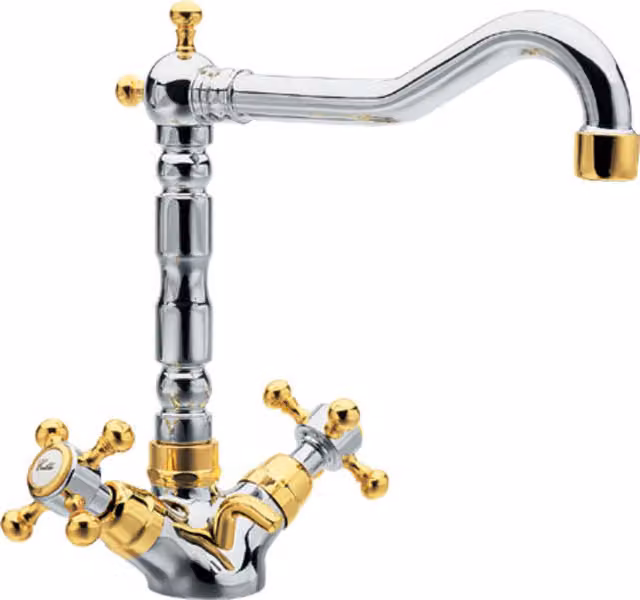 Sapho Reitano Rubinetteria Antea - Miscelatore da lavabo con bocca di erogazione, cromo/oro 3372