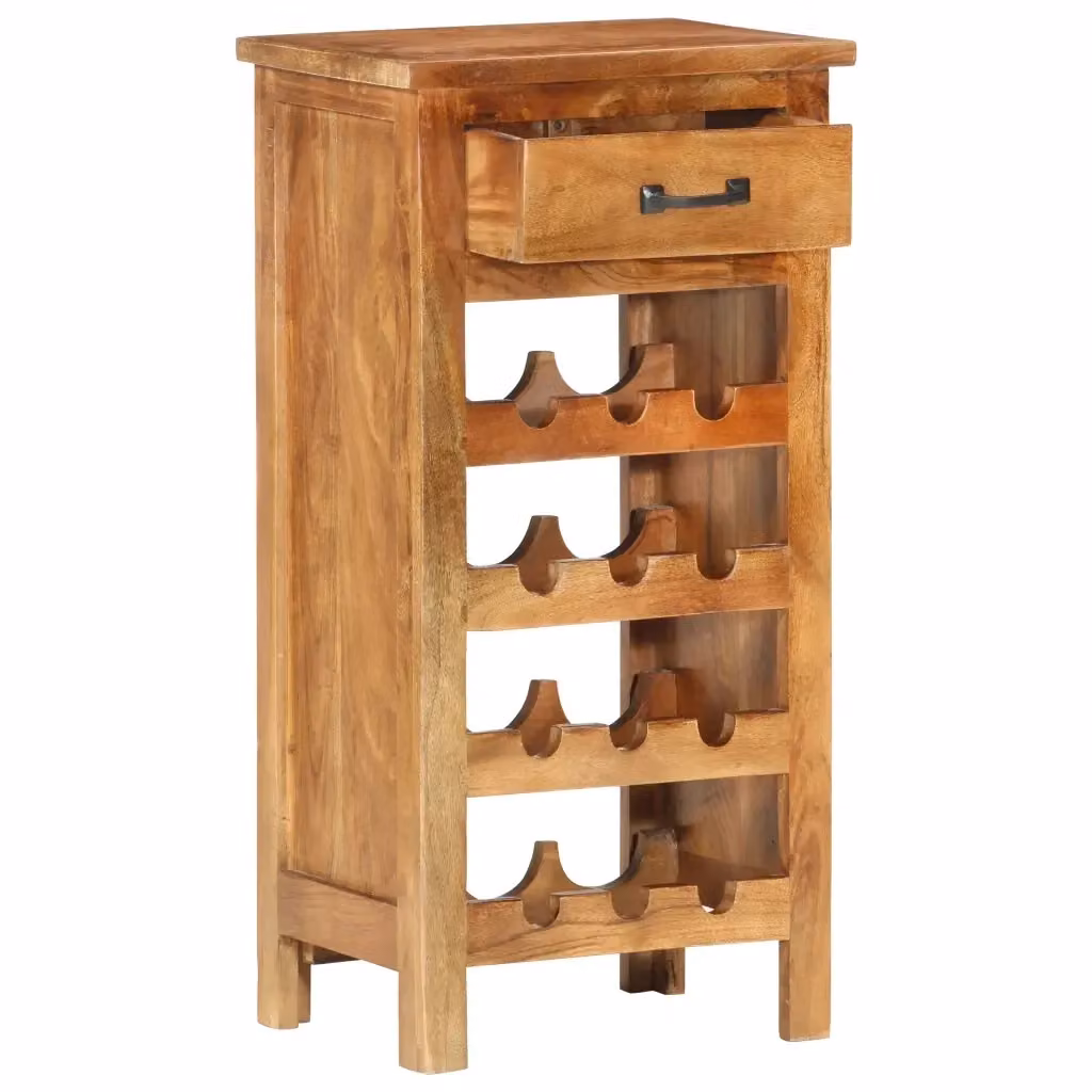 Mobiletto Portavini vidaXL in Legno Massello di Acacia Marrone L: 40 cm, P: 30 cm, H: 80 cm – 2