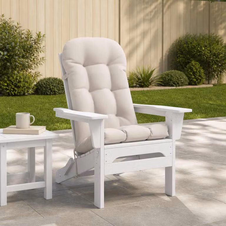 Cuscino per Lounger Sole vidaXL PUTTEN Bianco in Poliestere con Lacci di Fissaggio