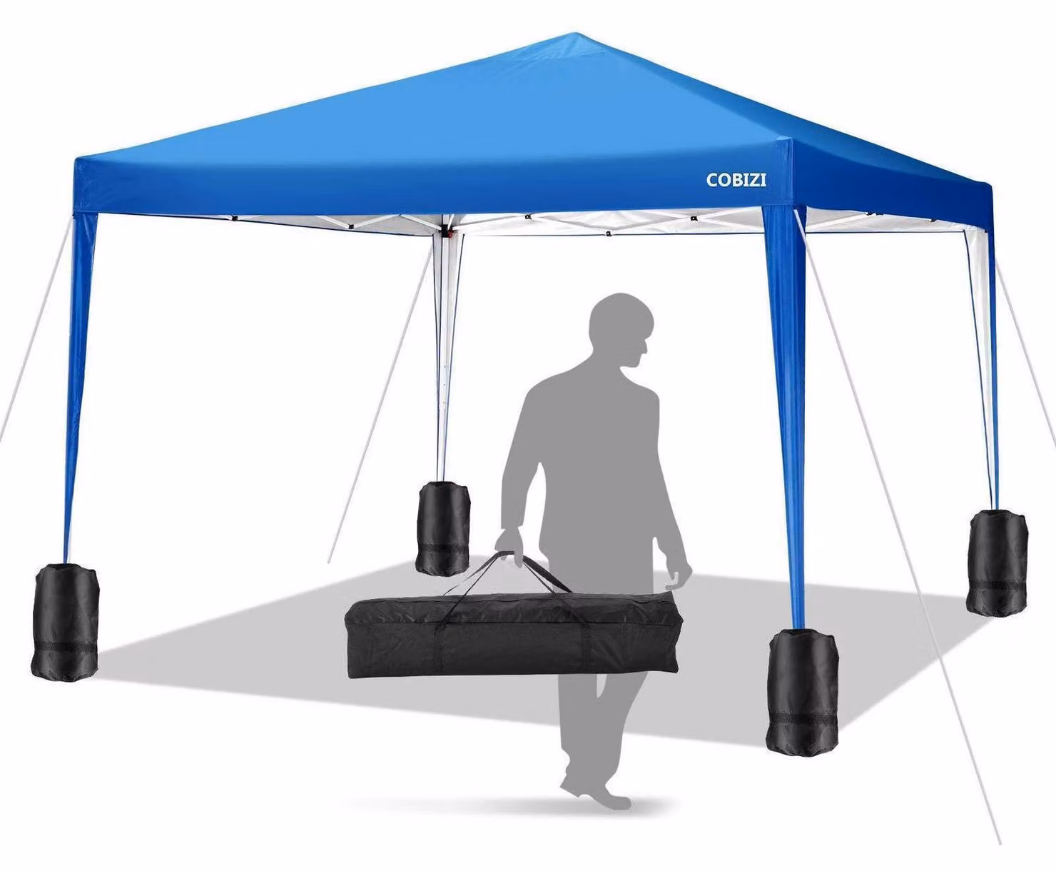 Gazebo da esterno 3x3 metri, colore blu chiaro, impermeabile, con altezza regolabile e borsa per il trasporto