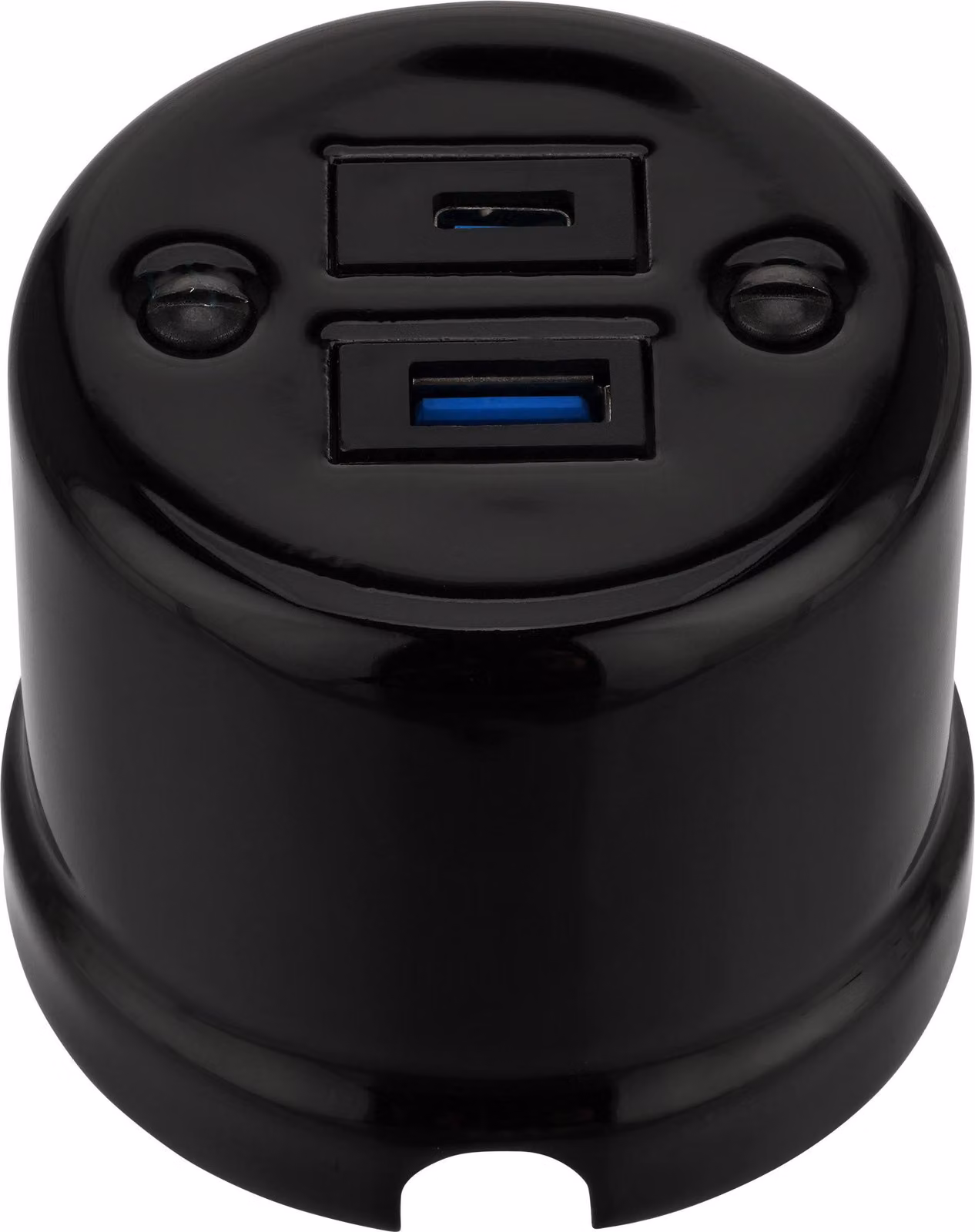 Presa di corrente Retro USB-A I USB-C in porcellana da esterno 2 volte I QR1 nero
