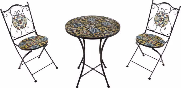 AXI Amélie Set Bistrot da Balcone, 2 Sedie 1 Tavolo, Set Bistrò Veranda, Yellow Breeze - Set Bistro da Giardino, Tavolo Bistro a Mosaico per Giardino/Balcone/Terrazza