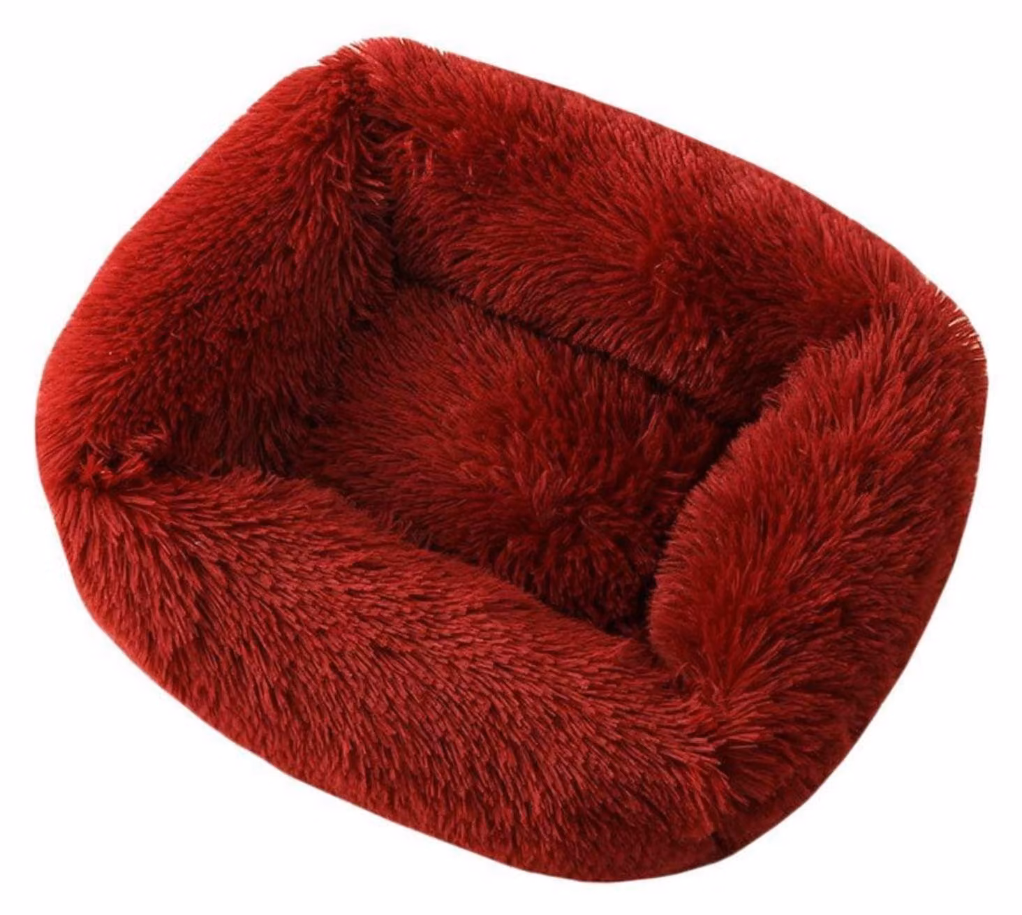 Cuccia per animali domestici, tappetino in peluche, forma quadrata, adatta a gatti e cani, colore rosso