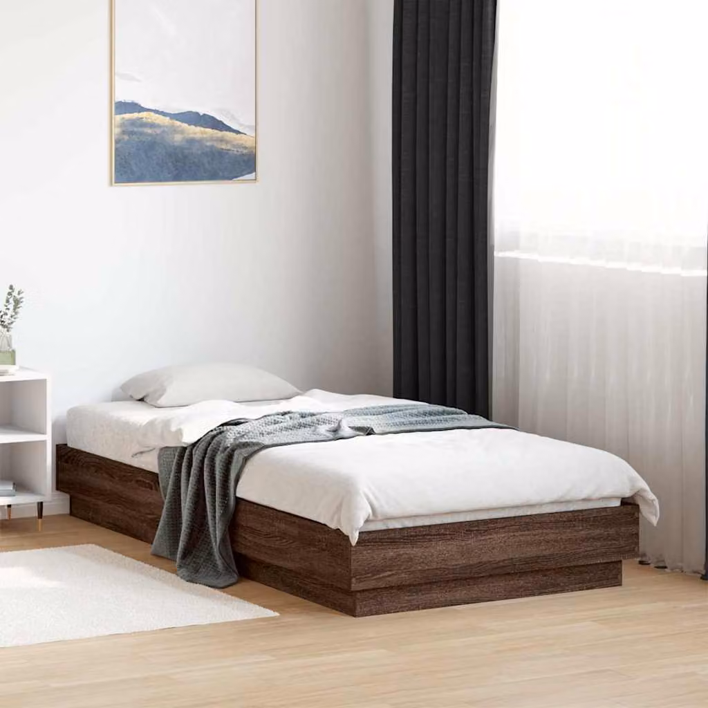 Giroletto vidaXL in legno e truciolato color rovere marrone con doghe fisse, L/P/H: 190 x 90 x 23 cm