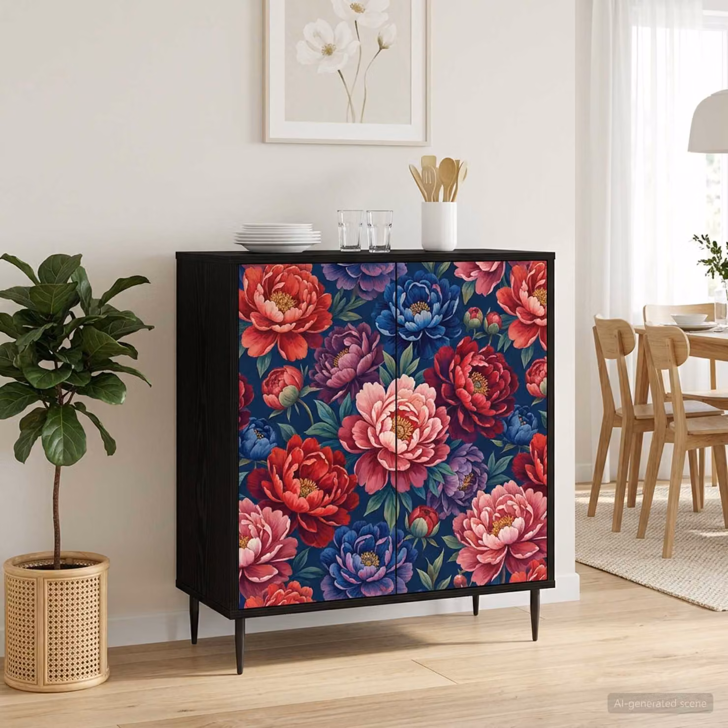 Credenza moderna vidaXL AACHEN in rovere nero, L: 69 cm, P: 33 cm, H: 76 cm
